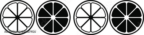 Four lemon slices with varying degrees of black and white segments shown in pie chart style