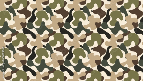 Seamless standard military camouflage pattern in green and brown tones. Classic army print for textile, fashion and outdoor design