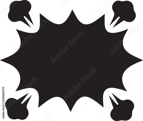 Εκτύπωση καμβά Comic Explosion Speech Bubble Vector, Action Shouting Cloud Silhouette for Manga