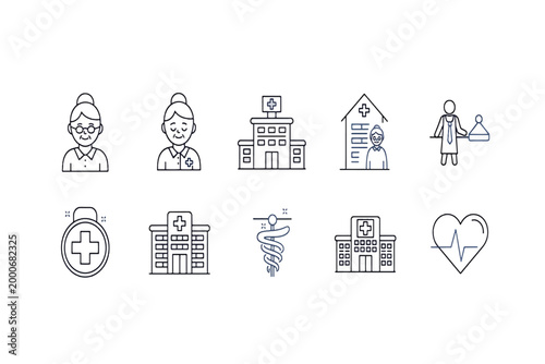 Healthcare and Medical Icons A Collection of Doctor, Hospital, and Health Symbols