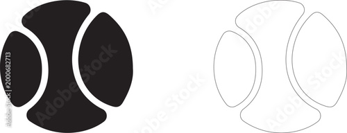 Tennis ball, symbol of sports, outdoor activities, competition and physical culture, vector icon in two styles: glyph and outline.