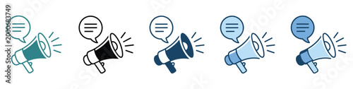 Fotografía Announce icon set, multiple style collection, megaphone and broadcast symbols, n