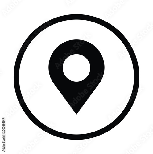 Black map pin in a circle location