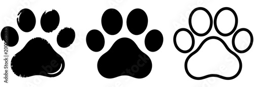 Dog paw print silhouette icon, cute animal footprint vector illustration isolated on white background