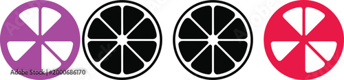 Four segmented circles with varying colors and sections displayed in a horizontal row