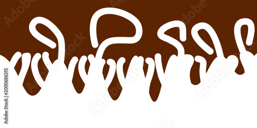 Chocolate dripping, melt silhouette vector background