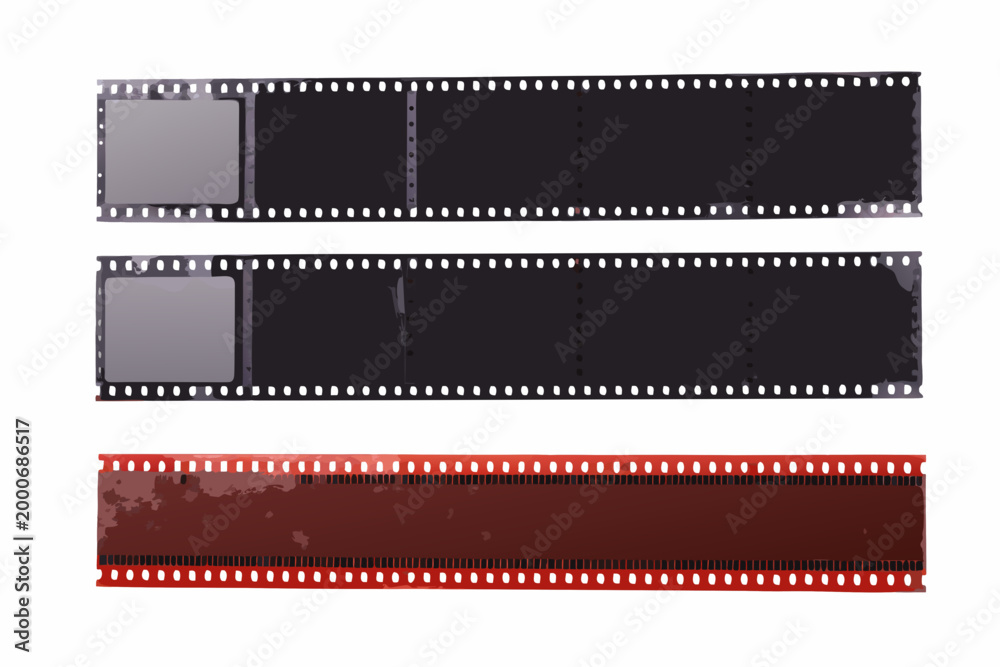 Obraz premium three vintage film strips displayed horizontally high quality