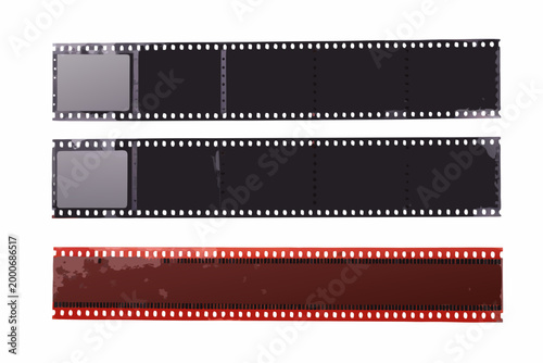 three vintage film strips displayed horizontally high quality