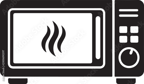 Modern microwave icon vector with clean lines kitchen appliance symbol isolated for cooking use.