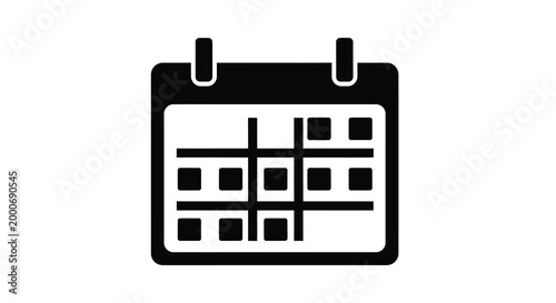 calendar icon in black and white minimalist design high quality professional detailed modern elegant stylish clean crisp vibrant colorful digital