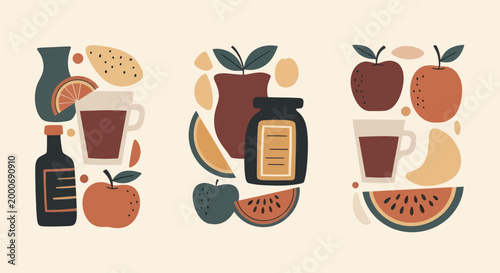 Abstract Autumn Harvest Food and Drink Compositions.