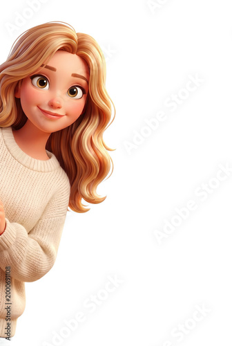 Young woman with blonde hair smiling and holding a smartphone  