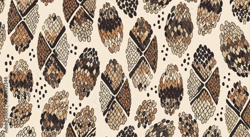 Abstract Geometric Pattern with Earthy Tones and Organic Shapes.