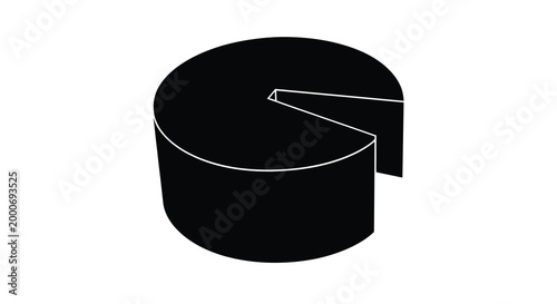 cylindrical object with missing slice black silhouette on white background high quality professional detailed modern elegant stylish clean crisp vibrant
