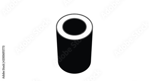 cylindrical object with hollow center in black and white high quality professional detailed modern elegant stylish clean crisp vibrant colorful