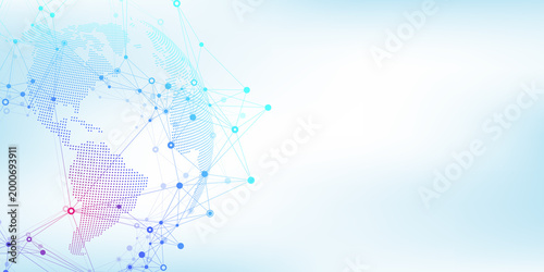 Global network connection banner design template. Header social network communication in the global business concept. Big data visualization. Internet technology