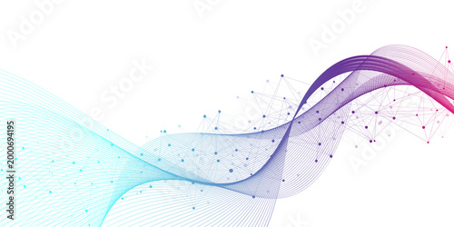 Colorful molecules background. DNA helix, DNA strand, DNA Test. Molecule or atom, neurons. Abstract structure for science or medical background, banner. Scientific illustration.