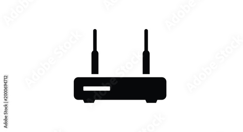 router silhouette with two antennas on white background high quality professional detailed modern elegant stylish clean crisp vibrant colorful digital