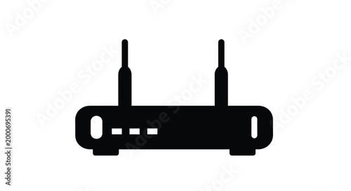 router silhouette with two antennas on white background high quality professional detailed modern elegant stylish clean crisp vibrant colorful digital
