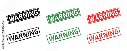 warning rubber stamp label for alert notice danger grunge black green red vector set