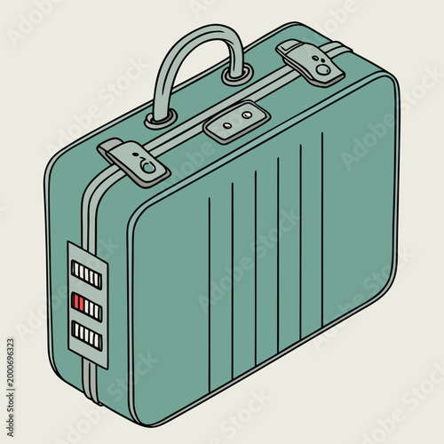 Flat vector illustration of a modern travel suitcase with wheels