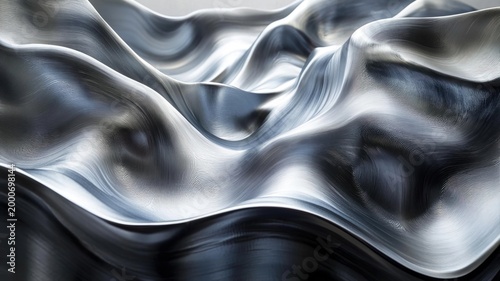 Abstract Silver Waves of Fabric Flowing in Soft Gradients and Tones
