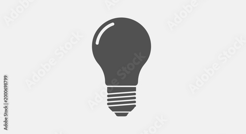 Gray light bulb icon on a light gray background, symbolizing ideas and innovation