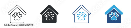 Pet house icon set. animal shelter symbol. pet care and housing concept. vector illustration.
