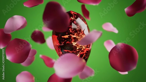 Abstract Heart with EKG and Rose Petals Floating.