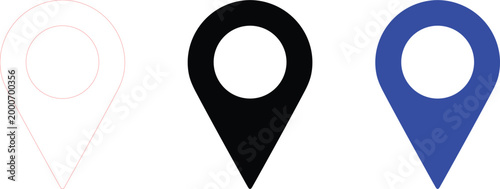 Location Pin Vector Icon – Map Marker, GPS Navigation and Place Pointer Illustration