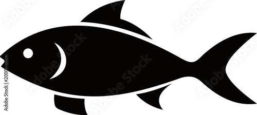 Fish icon black silhouette vector illustration, minimalist aquatic animal graphic for logo design, simple side profile of wild marine creature isolated on transparent background