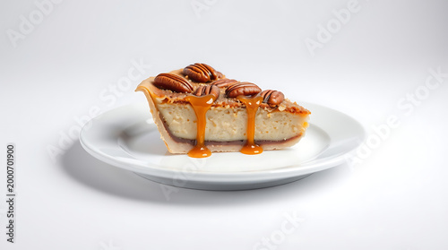 Warm Homemade Pecan Pie with Syrup Drizzle – Classic Bakery Dessert Concept