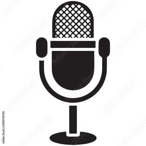 Retro microphone icon for podcast and radio broadcast isolated on white background