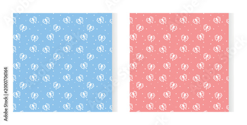 Seamless pattern with decorative bows in flat minimal style. Elegant festive background for wrapping, textile, wallpaper, and stationery.