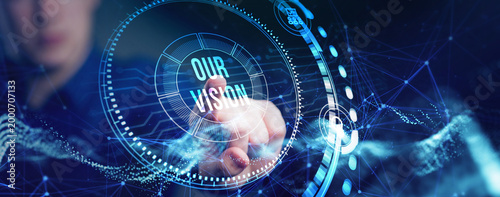 Business, technology, internet and network concept. Virtual screen of the future and sees the inscription: Our vision.