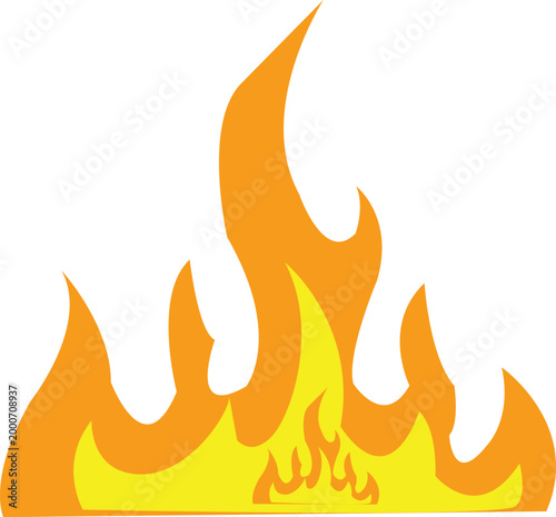 Orange Yellow Fire Flame Icon Flat Design Hot Burn Vector Symbol