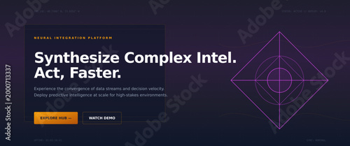 premium Global Integration Platform, Synthesize Intel, Act Faster, Data Streams, Analytics vector illustration