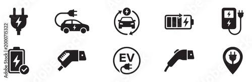 Car charging point icon. Electric plug symbol. Electricity sign. Electric car icon.