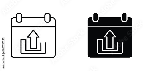 Contrast calendar icons showing upward trends with different backgrounds