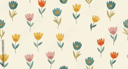 Blue blossoms mixed with yellow spring flowers
