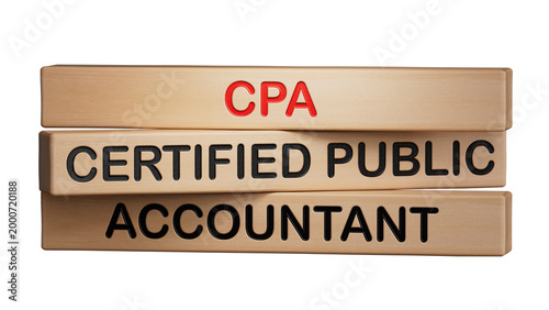 Photos wooden cubes with letters CPA Certified Public Accountant
