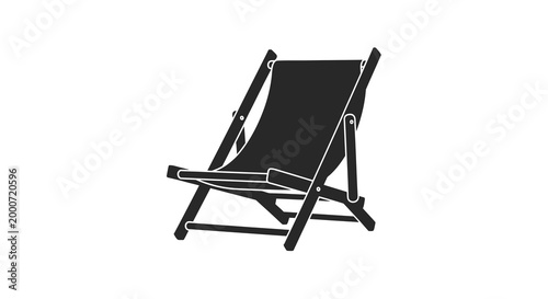 Black Deck Chair Silhouette on White Minimalist Background