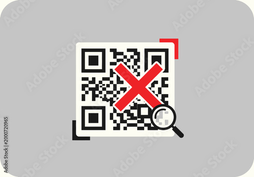 QR code with red X marked.