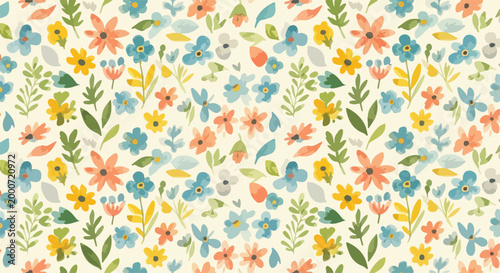 colorful Soft watercolor flowers creating a calming and elegant decorative background