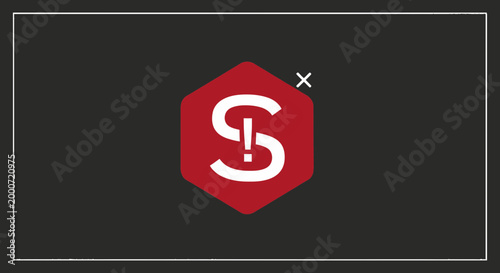 Red Shutterstock logo on hexagon.