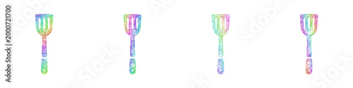 Multicolored sketch spatula icon design set