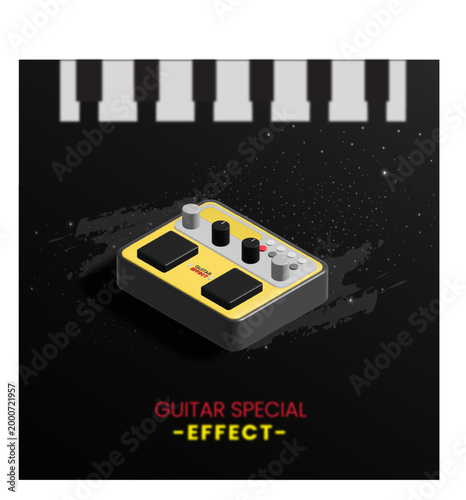 3d glossy of guitar pedal effect icons design