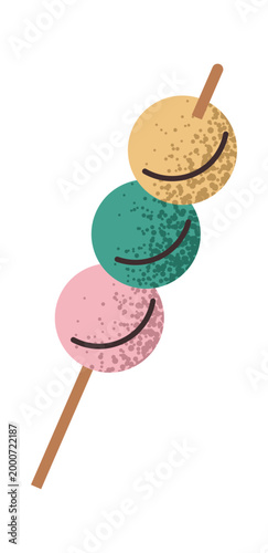 Dango Skewer With Sprinkle Texture Cartoon