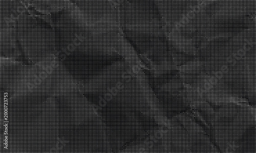 Halftone Dark Crumpled Paper Texture Background. High-Contrast Creased Paper Surface.
