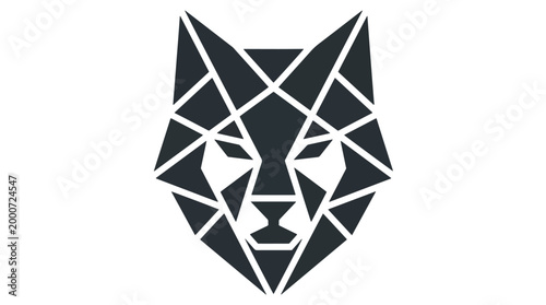 Geometric black fox head logo for technology based company